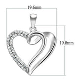 TS035 - Rhodium 925 Sterling Silver Necklace with AAA Grade CZ  in Clear - Alamode