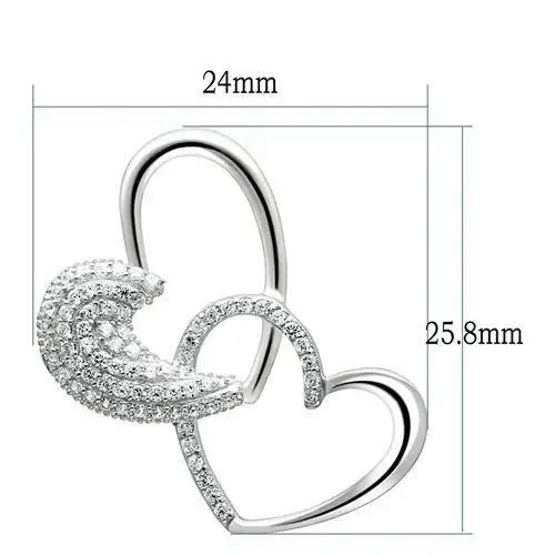 TS036 - Rhodium 925 Sterling Silver Chain Pendant with AAA Grade CZ in Clear - Alamode - Flyclothing LLC