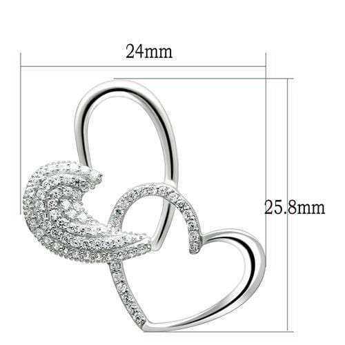 TS036 - Rhodium 925 Sterling Silver Chain Pendant with AAA Grade CZ in Clear - Alamode - Flyclothing LLC