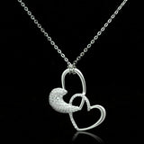 TS036 - Rhodium 925 Sterling Silver Chain Pendant with AAA Grade CZ  in Clear - Alamode