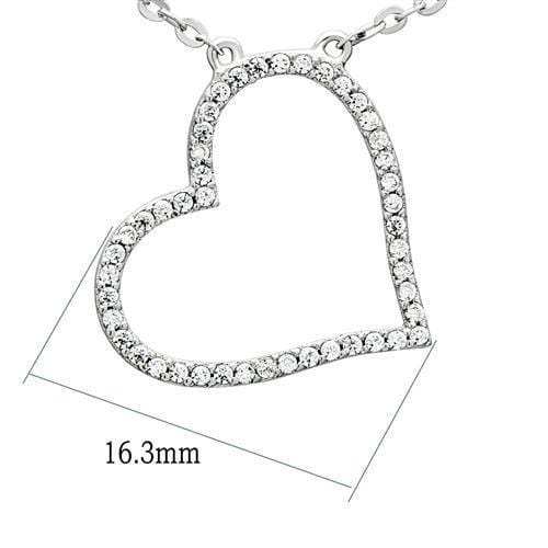 TS039 - Rhodium 925 Sterling Silver Chain Pendant with AAA Grade CZ in Clear - Alamode - Flyclothing LLC