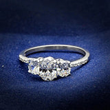 TS049 - Rhodium 925 Sterling Silver Ring with AAA Grade CZ  in Clear - Alamode