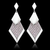 TS053 - Rhodium 925 Sterling Silver Earrings with AAA Grade CZ  in Rose - Alamode