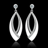 TS054 - Rhodium 925 Sterling Silver Earrings with AAA Grade CZ  in Clear
