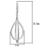 TS055 - Rhodium 925 Sterling Silver Earrings with AAA Grade CZ in Clear - Alamode - Flyclothing LLC