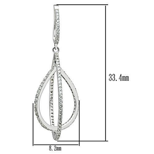 TS055 - Rhodium 925 Sterling Silver Earrings with AAA Grade CZ in Clear - Alamode - Flyclothing LLC