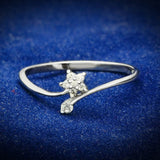 TS056 - Rhodium 925 Sterling Silver Ring with AAA Grade CZ  in Clear - Alamode