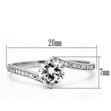 TS057 - Rhodium 925 Sterling Silver Ring with AAA Grade CZ  in Clear - Alamode