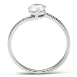 TS057 - Rhodium 925 Sterling Silver Ring with AAA Grade CZ  in Clear - Alamode