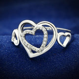 TS058 - Rhodium 925 Sterling Silver Ring with AAA Grade CZ  in Clear - Alamode