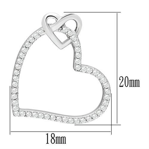 TS060 - Rhodium 925 Sterling Silver Necklace with AAA Grade CZ in Clear - Alamode - Flyclothing LLC