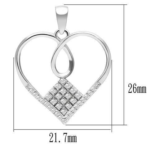 TS062 - Rhodium 925 Sterling Silver Necklace with AAA Grade CZ in Clear - Alamode - Flyclothing LLC