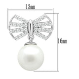 TS063 - Rhodium 925 Sterling Silver Earrings with Synthetic Pearl in White - Alamode - Flyclothing LLC