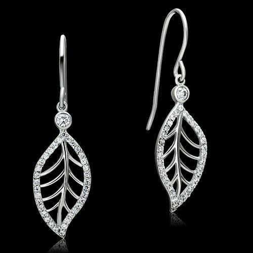 TS068 - Rhodium 925 Sterling Silver Earrings with AAA Grade CZ in Clear - Alamode - Flyclothing LLC