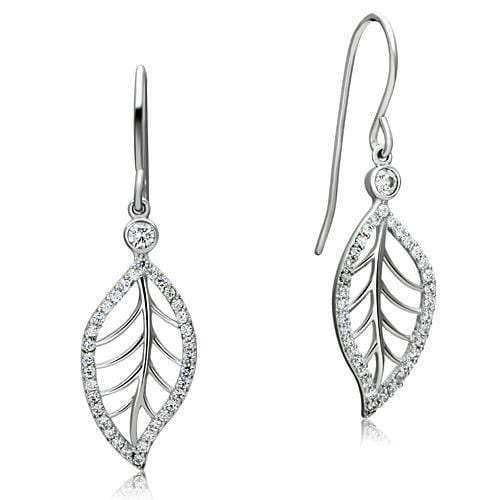 TS068 - Rhodium 925 Sterling Silver Earrings with AAA Grade CZ in Clear - Alamode - Flyclothing LLC