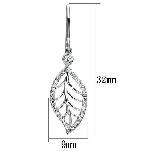 TS068 - Rhodium 925 Sterling Silver Earrings with AAA Grade CZ in Clear - Alamode - Flyclothing LLC