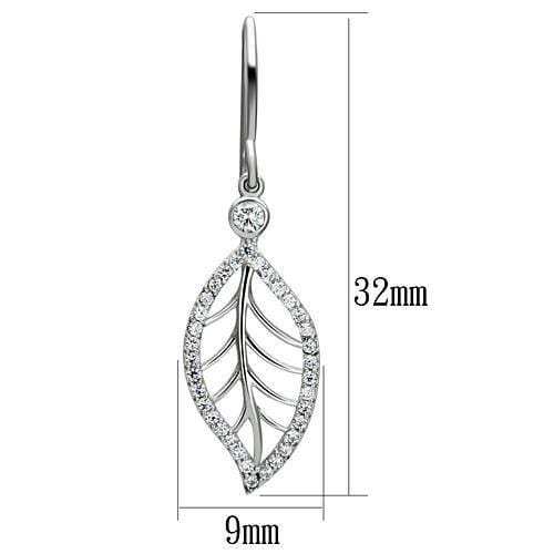 TS068 - Rhodium 925 Sterling Silver Earrings with AAA Grade CZ in Clear - Alamode - Flyclothing LLC