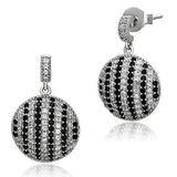 TS069 - Rhodium 925 Sterling Silver Earrings with AAA Grade CZ  in Jet - Alamode