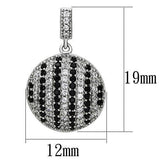 TS069 - Rhodium 925 Sterling Silver Earrings with AAA Grade CZ  in Jet - Alamode