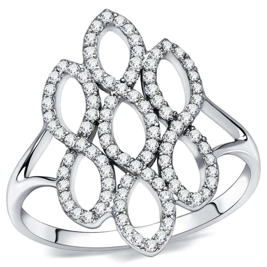 TS071 - Rhodium 925 Sterling Silver Ring with AAA Grade CZ in Clear - Alamode - Flyclothing LLC