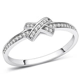 TS075 - Rhodium 925 Sterling Silver Ring with AAA Grade CZ  in Clear - Alamode