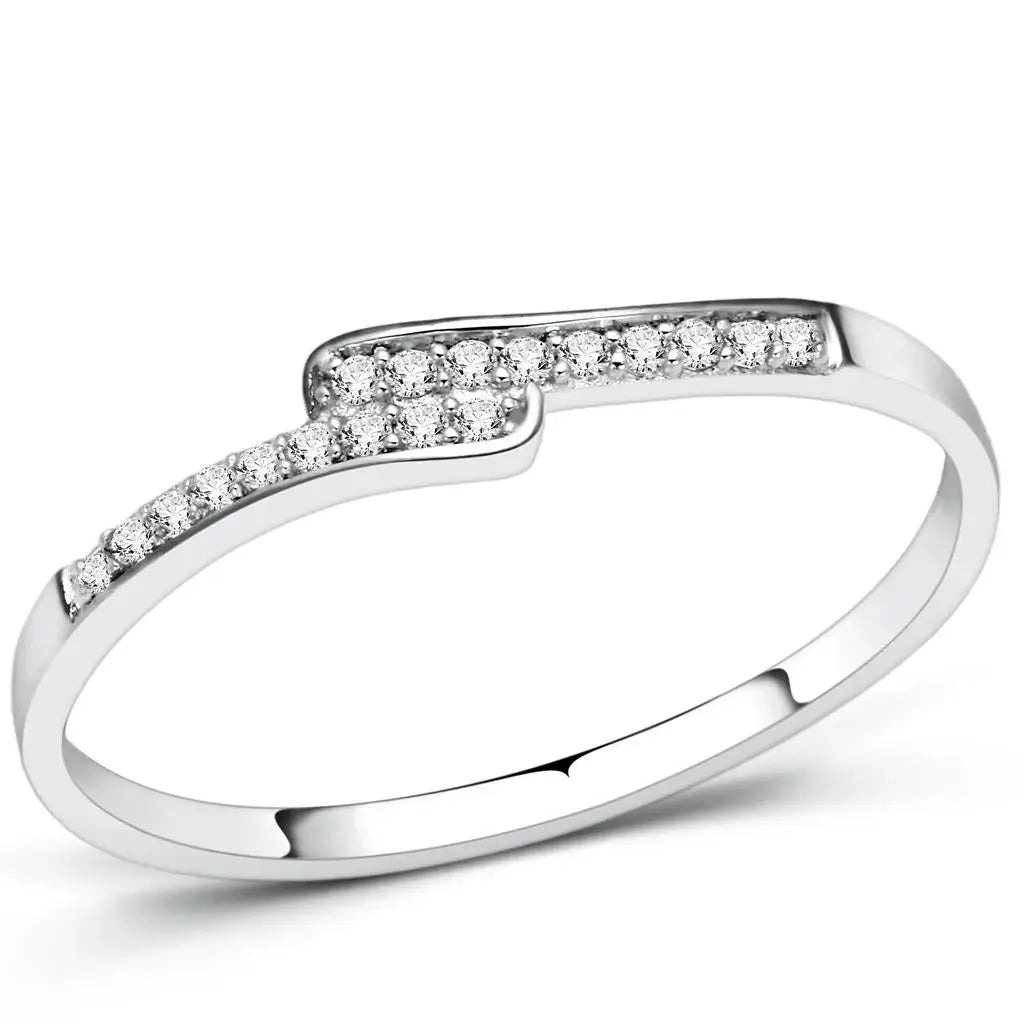 TS077 - Rhodium 925 Sterling Silver Ring with AAA Grade CZ in Clear - Alamode - Flyclothing LLC