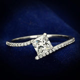 TS083 - Rhodium 925 Sterling Silver Ring with AAA Grade CZ  in Clear - Alamode