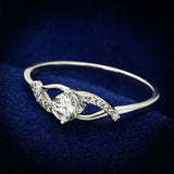 TS085 - Rhodium 925 Sterling Silver Ring with AAA Grade CZ  in Clear - Alamode