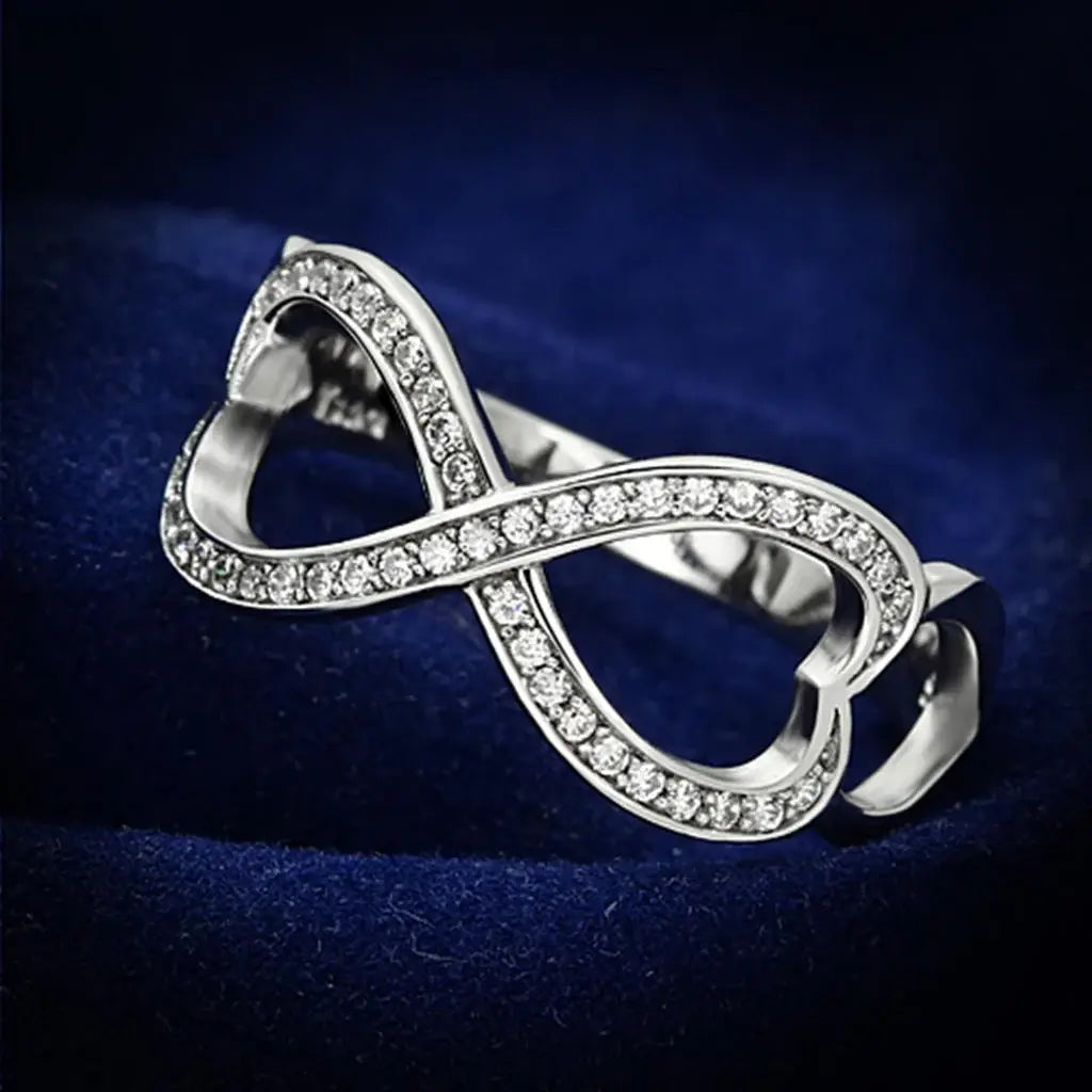 TS088 - Rhodium 925 Sterling Silver Ring with AAA Grade CZ in Clear - Alamode - Flyclothing LLC