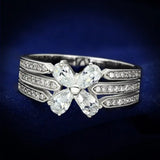 TS092 - Rhodium 925 Sterling Silver Ring with AAA Grade CZ in Clear - Alamode - Flyclothing LLC