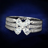 TS092 - Rhodium 925 Sterling Silver Ring with AAA Grade CZ  in Clear - Alamode