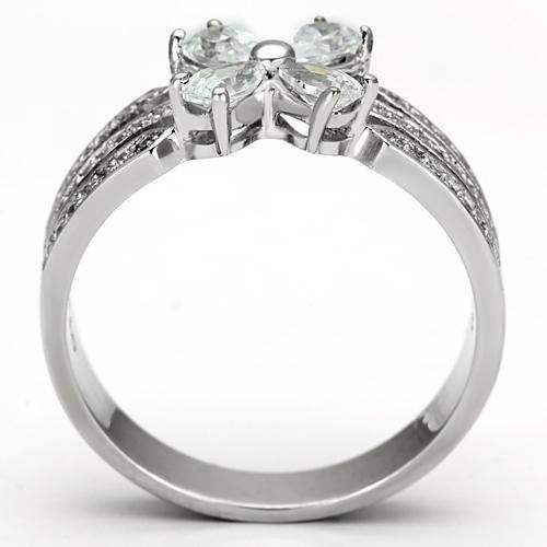 TS092 - Rhodium 925 Sterling Silver Ring with AAA Grade CZ in Clear - Alamode - Flyclothing LLC