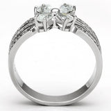 TS092 - Rhodium 925 Sterling Silver Ring with AAA Grade CZ  in Clear - Alamode