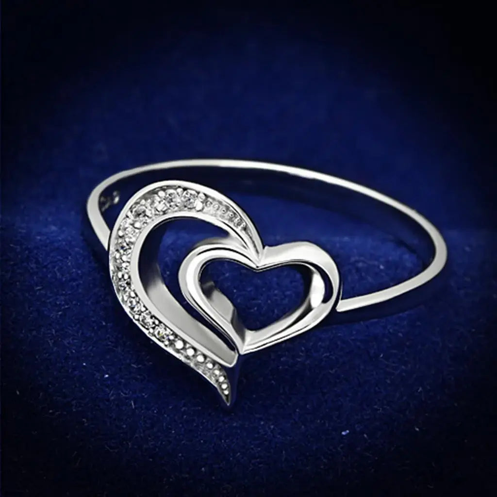 TS093 - Rhodium 925 Sterling Silver Ring with AAA Grade CZ in Clear - Alamode - Flyclothing LLC