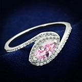 TS101 - Rhodium 925 Sterling Silver Ring with AAA Grade CZ in Rose - Alamode - Flyclothing LLC