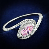 TS101 - Rhodium 925 Sterling Silver Ring with AAA Grade CZ  in Rose - Alamode