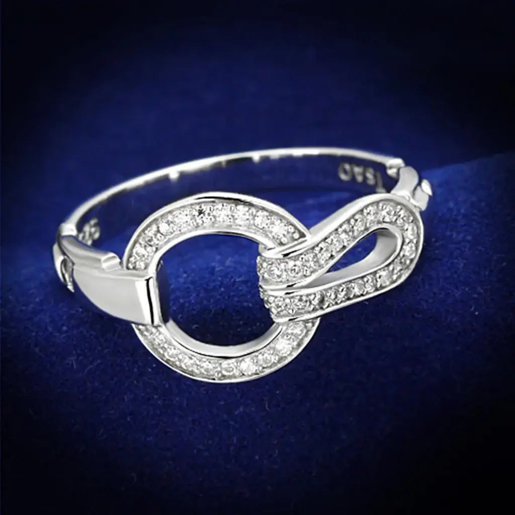 TS105 - Rhodium 925 Sterling Silver Ring with AAA Grade CZ in Clear - Alamode - Flyclothing LLC