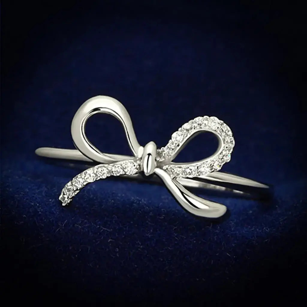TS109 - Rhodium 925 Sterling Silver Ring with AAA Grade CZ in Clear - Alamode - Flyclothing LLC