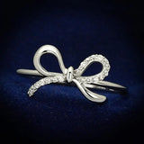 TS109 - Rhodium 925 Sterling Silver Ring with AAA Grade CZ in Clear - Alamode - Flyclothing LLC