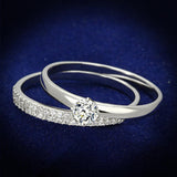 TS110 - Rhodium 925 Sterling Silver Ring with AAA Grade CZ  in Clear - Alamode