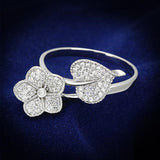 TS114 - Rhodium 925 Sterling Silver Ring with AAA Grade CZ  in Clear - Alamode