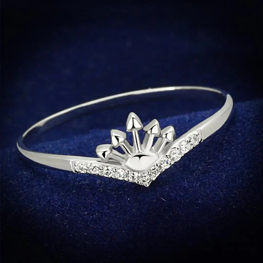 TS120 - Rhodium 925 Sterling Silver Ring with AAA Grade CZ in Clear - Alamode - Flyclothing LLC