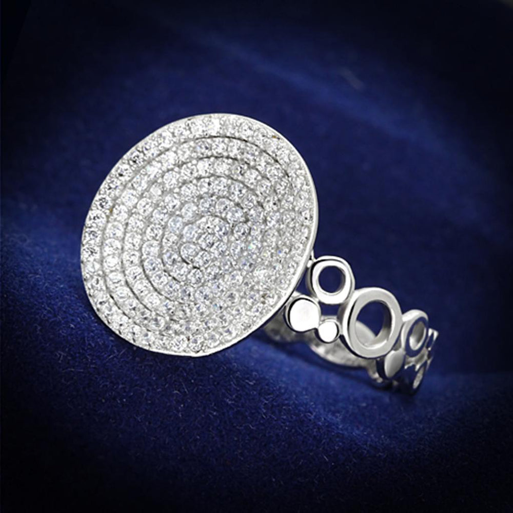 TS121 - Rhodium 925 Sterling Silver Ring with AAA Grade CZ  in Clear - Alamode