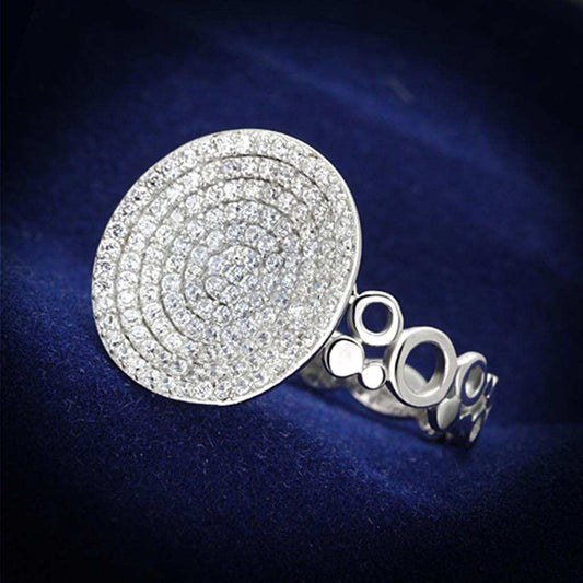 TS121 - Rhodium 925 Sterling Silver Ring with AAA Grade CZ in Clear - Alamode - Flyclothing LLC