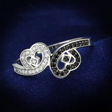 TS125 - Rhodium 925 Sterling Silver Ring with AAA Grade CZ in Black Diamond - Alamode - Flyclothing LLC