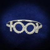 TS129 - Rhodium 925 Sterling Silver Ring with AAA Grade CZ  in Clear - Alamode