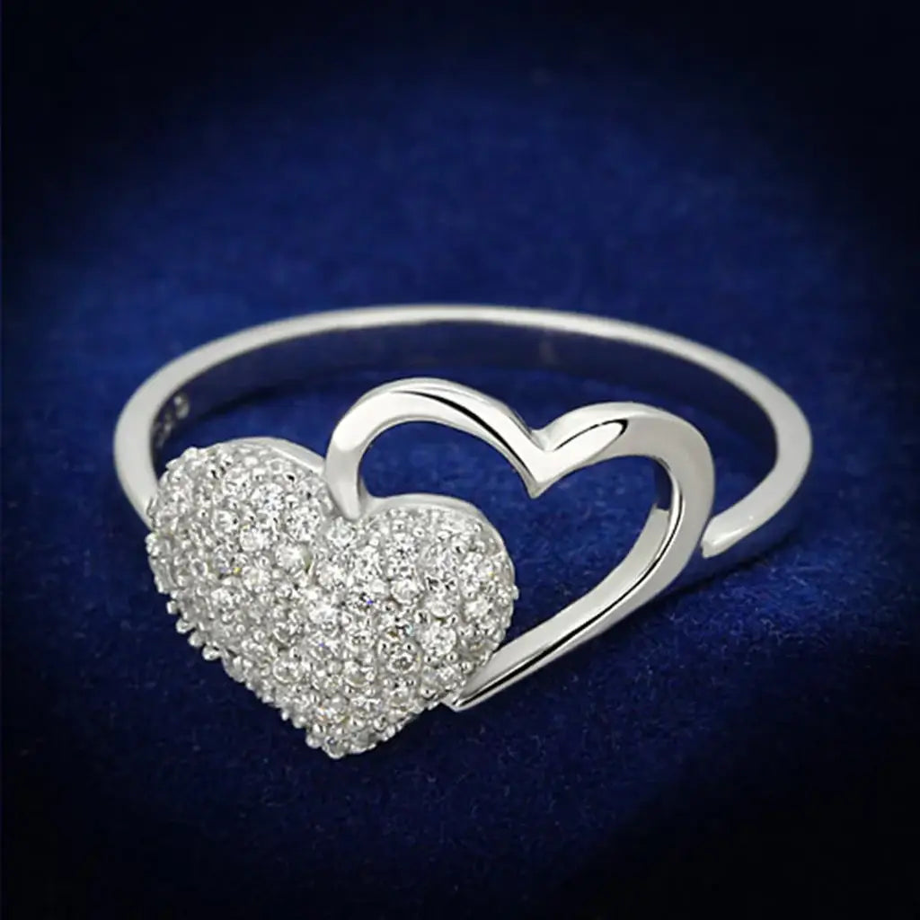 TS130 - Rhodium 925 Sterling Silver Ring with AAA Grade CZ in Clear - Alamode - Flyclothing LLC