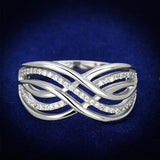 TS132 - Rhodium 925 Sterling Silver Ring with AAA Grade CZ in Clear - Alamode - Flyclothing LLC