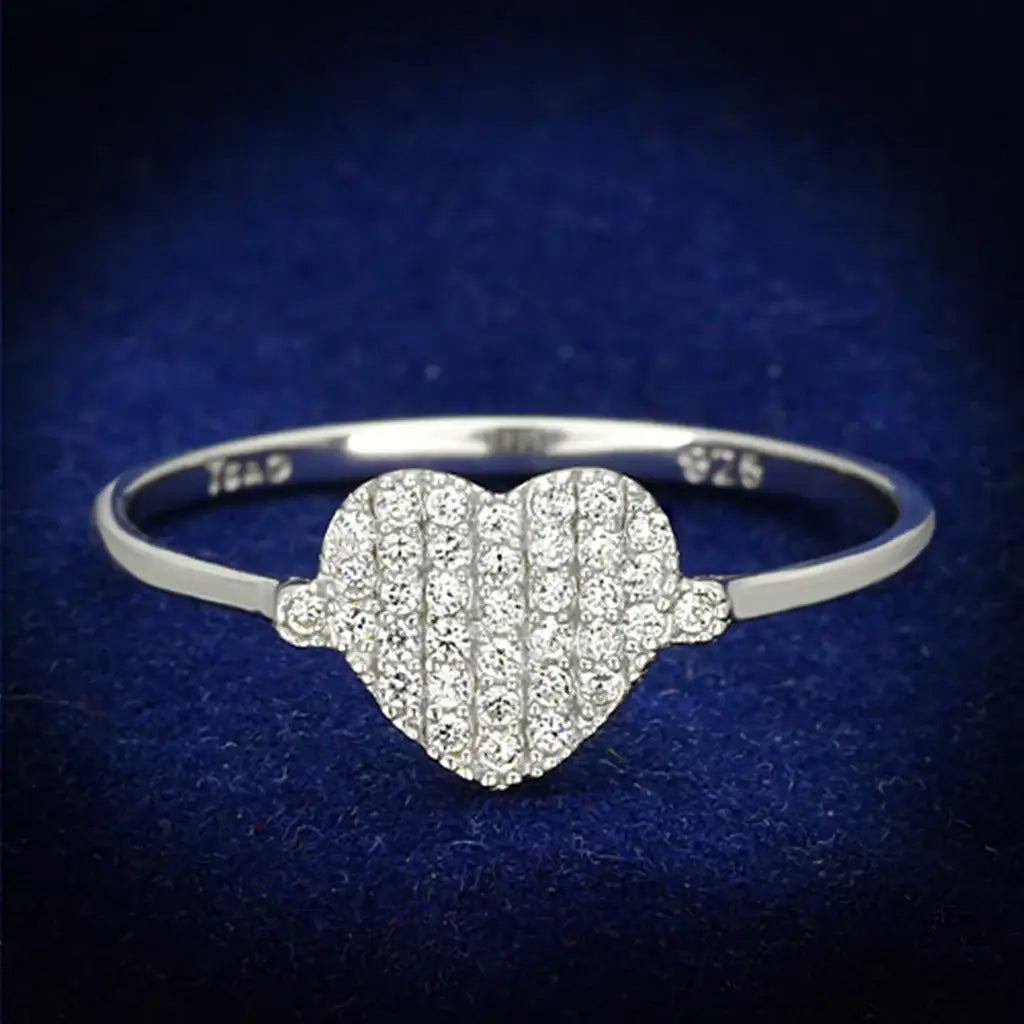 TS133 - Rhodium 925 Sterling Silver Ring with AAA Grade CZ in Clear - Alamode - Flyclothing LLC