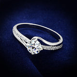 TS141 - Rhodium 925 Sterling Silver Ring with AAA Grade CZ  in Clear - Alamode